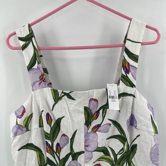 GABRIELLE UNION Balee Tank Size Large Split Hem Linen Blend Floral Summer NWT - Picture 7 of 14